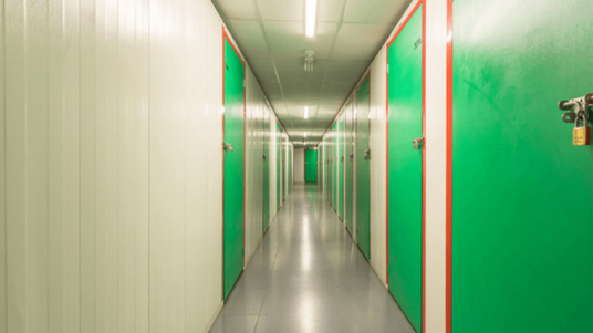 tameside storage centre corridor with locked doors